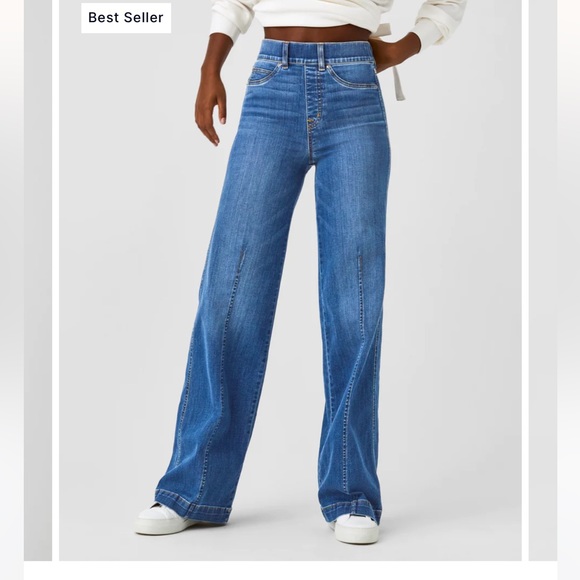 Spanx wide leg front seam Jean - Picture 1 of 9
